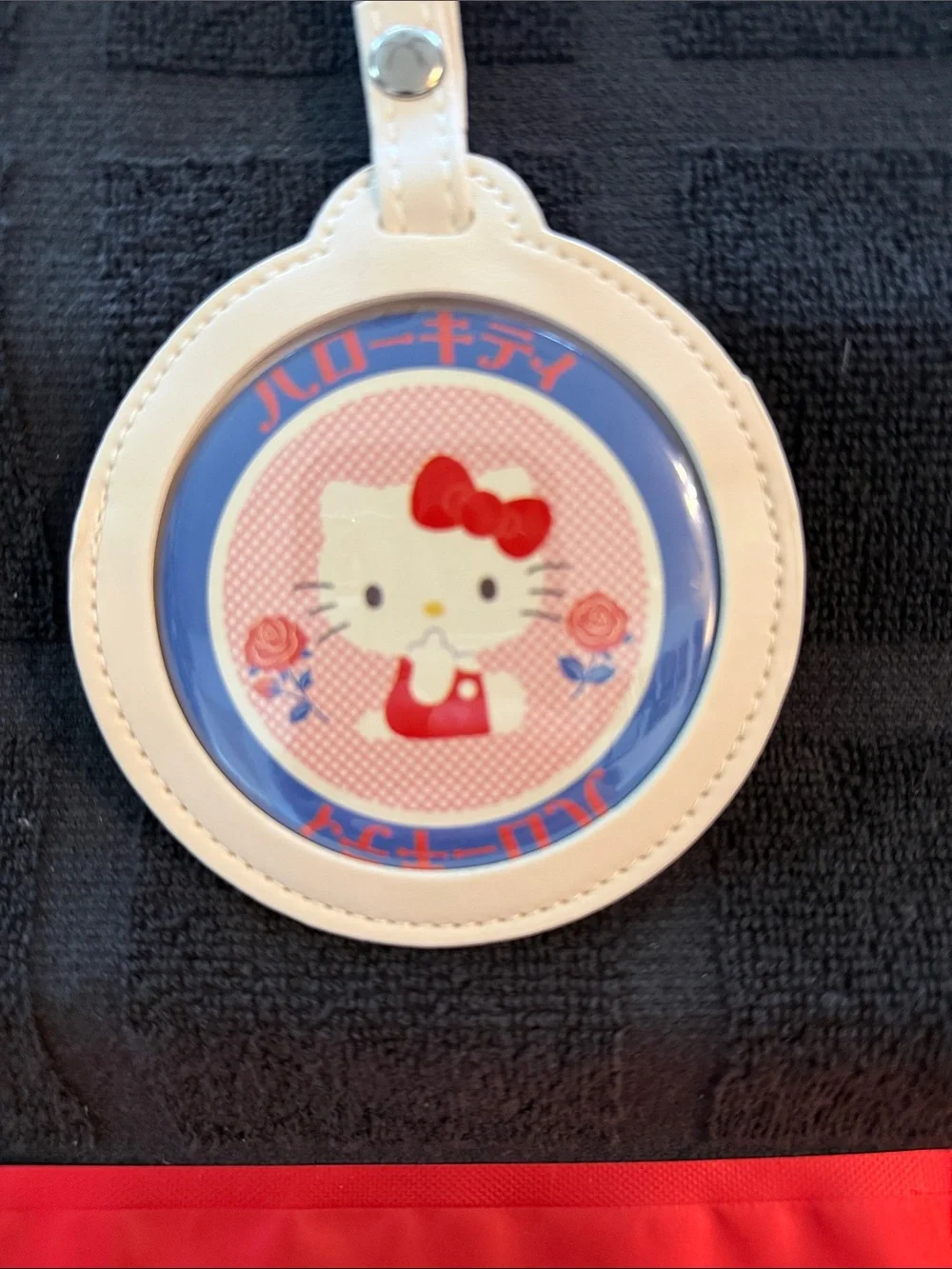 Hello Kitty Cream, Red and Blue Round Luggage Tag